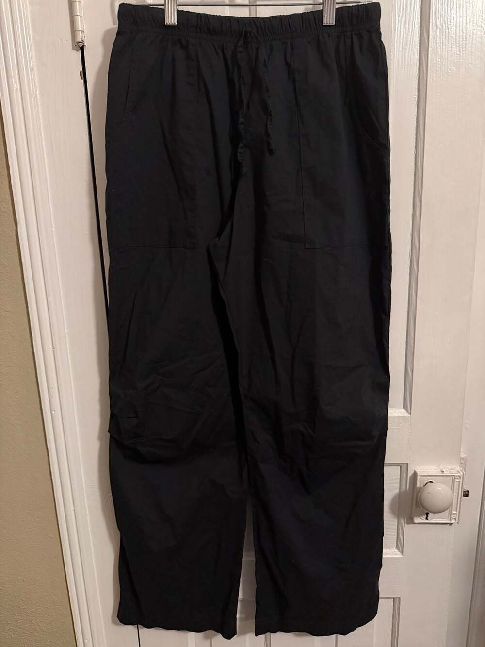Be Present Lotus Black Drawstring Elastic Waist Casual Pants Medium